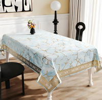 Nappe de table de luxe en PVC craquelé turquoise doré, tailles personnalisées, imprimée, imperméable, anti-taches, écologique, protection de table de banquet