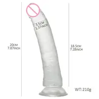 Sıcak satış şeffaf yumuşak silikon Penis yetişkin kadın katı yapay büyük yapay Penis külot Penis 8 inç yapay Penis