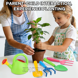 Bộ dụng cụ làm vườn cho trẻ em Zhorya 18 món: xẻng, cào, nĩa, xẻng nhỏ, tạp dề, găng tay, bình tưới nước và túi xách cho hoạt động ngoài trời - Product Image 2