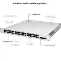 Cisco Switch Catalyst Meraki MS150-48LP-4G 48-Port Gigabit PoE+ L2 Switch 370W PoE 4x SFP Uplink 104Gbps 80G Stack Cloud-Managed