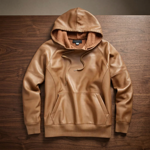 Sudadera con Capucha de Punto Sólido Estilo Gótico Vintage de Cuero Negro para Hombre, Sudadera con Capucha Extra Grande, con Bolsillo Delantero, Ropa Casual de Invierno - Product Image 4