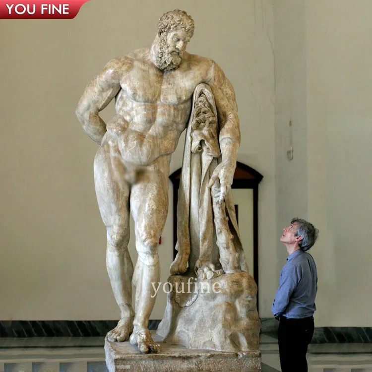 古典的な有名な大型大理石ヘラクレス彫刻