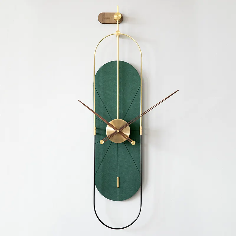 Emittoogメタル銅 & ウッドモダンホームデコラティブエレガンスリビングルームベッドルームオフィス装飾用装飾壁時計-ゴールド