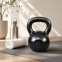 Kettlebell en fonte massif à poids fixe, revêtement poudré, 50 lb, pour entraînement de force professionnel, bras, jambes, abdominaux, gym, fitness