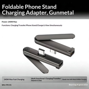 Adaptador de Carga Plegable 2 en 1, Adaptador de Soporte Tipo C de 240 W Máx., Adaptador de Soporte USB C a Tipo C, Cable de Datos de Carga Rápida - Product Image 5