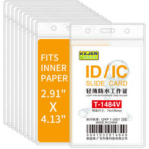 <span class=keywords><strong>Porte</strong></span>-badges d'identification verticaux rigides A7 support en <span class=keywords><strong>plastique</strong></span> <span class=keywords><strong>transparent</strong></span> étanche scellable pour carte de crédit - Product Image 3