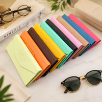 Étui à lunettes de soleil pliable en cuir PU avec logo personnalisé, plusieurs couleurs, étui à lunettes de soleil triangulaire pliable, étui de rangement pour lunettes