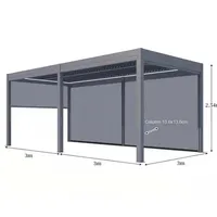 Pavillon à Louvre Électrique Intelligent en Alliage d'Aluminium PVC, Imperméable au Vent, Pare-Soleil Extérieur, Pergola pour Villa Nature