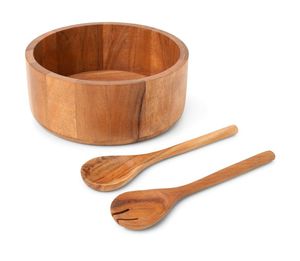 Bol à salade en bois extra large, best-seller, ensemble de bols à mélanger en bois avec ustensiles de service pour la cuisine à domicile - Product Image 1