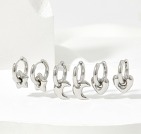 Boucles d'oreilles pendantes en forme de cœur creux amovibles Boucles d'oreilles en acier inoxydable plaqué or 14 carats Pvd
