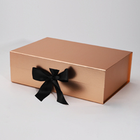 Boîte cadeau pliable en or rose de luxe avec fermeture magnétique et ruban personnalisé pour vêtements, cosmétiques et cadeaux haut de gamme