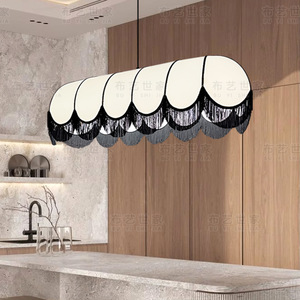 Chinese Style Pendant Lamp 120cm Long White Fabric E27 LED Warm <b>Light</b> For Living Room <b>Dining</b> Room Bar Counter - Product Image 5