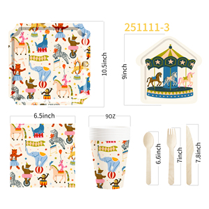 DAMAI - Decoración para Fiestas de Carnaval, Tema de Circo, Platos y Servilletas de Papel para Cumpleaños, Juego con Vasos y Pajitas para 8 Personas - Product Image 4