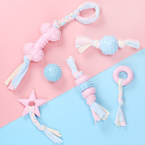 Jouets molaires pour animaux de compagnie nettoyage des dents corde en coton résistance aux morsures soulage l'ennui petit chiot chien barre d'os jouet à mâcher interactif - Product Image 4