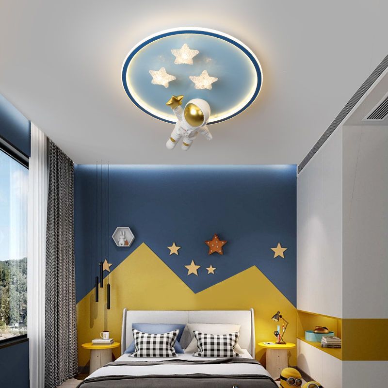 LED Dimbare Plafondlamp, Astronaut plafondlamp Modern Cartoon Kinderkamer Plafondlicht met afstandsbediening, Kinderkamer Slaapkamer Woonkamer Plafondverlichting Binnenverlichting