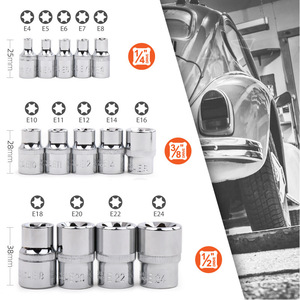 E Type Socket Set 1/2 In Chrome Vanadium Steel Spline Impact Socket Tool Case Auto Repair - Product Image 2