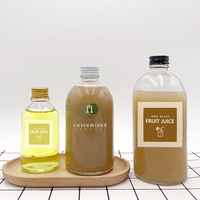 Vente en gros de bouteilles en verre rondes transparentes givrées à petite ouverture pour boissons et jus, de qualité alimentaire, avec bouchons, 150 ml, 250 ml, 350 ml, 500 ml