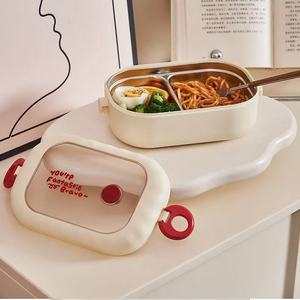 Stainless Steel Insulated Lunch <b>Box</b> With Lid Divided Compartments For Office Students And Professionals - Product Image 1