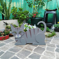 Pot & Planter Bunga Bentuk Kucing Warna Oranye untuk Dekorasi Seni & Kerajinan Taman-Tersedia Grosir (340x145x188mm)