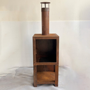 Nouveau produit : Brasero à structure KD avec cheminée en acier Corten, chauffage extérieur - Product Image 5