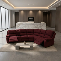 Ensemble de canapés d'angle inclinables en cuir moderne pour salon, design contemporain avec rangement et siège réglable