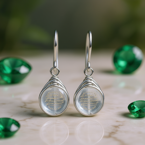 Orecchini Pendenti Verdi E2829 in Argento 925 con Cristalli a Goccia, Montatura a Castone, Gioielli Minimalisti da Donna per Uso Quotidiano - Product Image 2