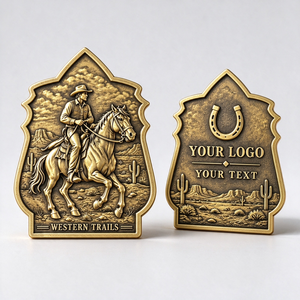 Pièce de monnaie personnalisée sur le thème du western et du cowboy avec motif en relief double face pour souvenirs de ranch et cadeaux de collection OEM ODM - Product Image 1