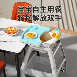 Silla Alta para Bebé Portátil con Ruedas, Altura Ajustable para 1-2 Años, Silla de Comedor Multifuncional de Plástico - Product Image 1