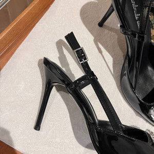 <span class=keywords><strong>Escarpins</strong></span> de style western B-Style 2025 personnalisés en cuir verni <span class=keywords><strong>noir</strong></span> pour <span class=keywords><strong>femme</strong></span>, talon aiguille de 9 cm, à enfiler, bout pointu, scintillants - Product Image 5