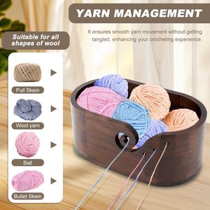 Wood <strong>Knitting</strong> Yarn Bowl Crochet Yarn Holder with 9 Pcs <strong>Knitting</strong> Hooks Wood <strong>Storage</strong> Crochet Bowl for Crocheting <strong>Knitting</strong> Lovers - Product Image 4