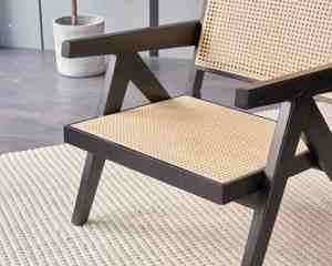 Stock Nordic wabi Sabi <span class=keywords><strong>chaise</strong></span> de salle à manger en rotin tressé <span class=keywords><strong>chaise</strong></span> en bois de frêne dossier accoudoir Chandigarh chaises de salon simples - Product Image 4