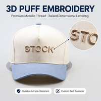 Op maat gemaakte fabrieks-5-delige 100% katoenen pet met 3D geborduurd opgezet logo, gestructureerde dad cap, hoge kwaliteit baseballpet