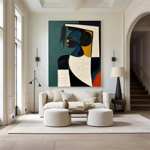 Peintures sur toile peintes à la main, portraits modernes, texture 3D, art abstrait Picasso fait main, décoration murale, toile acrylique - Product Image 4