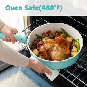 Modern <b>Ceramic</b> Marble Coated Pot <b>Pan</b> Silicone Glass Lids Bakelite Handles Non-Stick Forged Aluminum Cookware Set Gas Induction - Product Image 6