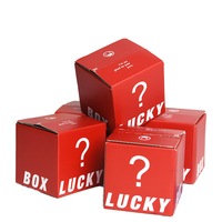 Boîte surprise carrée vide personnalisée en carton recyclable et écologique, gaufrée rouge, finition UV brillante, pour Noël et la chance