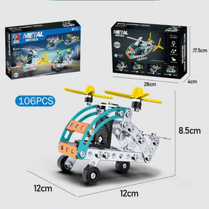 Artículos de 1 dólar, 99 piezas de autoensamblaje, modelo de Metal, bloques de construcción, avión, helicóptero, estructuras de juguete, <span class=keywords><strong>juegos</strong></span> meccanoed de helicóptero - Product Image 5