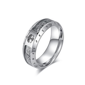 Anillo de Acero de Titanio con Letras Vikingas Nórdicas Vintage, en Plata Antigua, Oro y Negro, Joyería Unisex para Regalo - Product Image 5