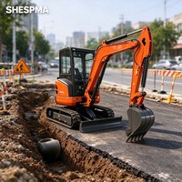 Mini-excavatrice sur chenilles de 15,2 kW, couple de 70 Nm, pour travaux de terrassement et de creusement de caniveaux de pipelines sur chantier
