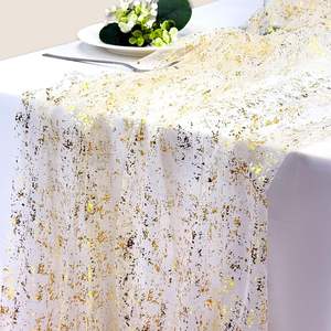 Chemin de table en maille scintillante transparente en polyester, tissu à paillettes or, argent, noir, or pour la décoration de <span class=keywords><strong>mariage</strong></span>, de fête, de banquet, nappe - Product Image 5