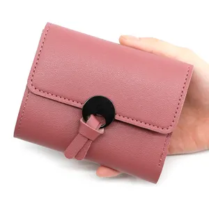 2020 New Fashion Pu Leather New Design Cute Tassel Black Short 3 Fold Women Wallets