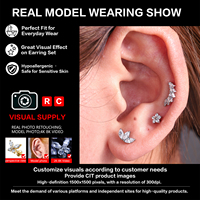 Clous d'oreilles en titane G23 ASTM F136 à dos plat, sans filetage, à poussoir, pour piercing de lobe d'oreille, hélix, cartilage - Vente en gros