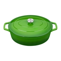 Cocotte en fonte émaillée avec couvercle, pot ovale en fonte avec revêtement émaillé antiadhésif pour la cuisson du pain