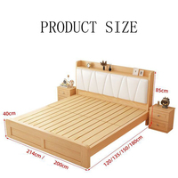 Meubles de chambre à coucher modernes personnalisés, rangement lit double avec interface USB et tiroirs, tête de lit, lits en bois et mélamine