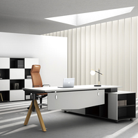 Table de direction en mélamine avec cadre en acier à transfert thermique, mobilier de bureau commercial de luxe extensible