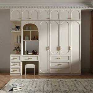 Armario empotrado moderno de altura completa con puerta arqueada acanalada, cajones de vidrio estriado, de madera, para dormitorio, taller, comedor - Product Image 3