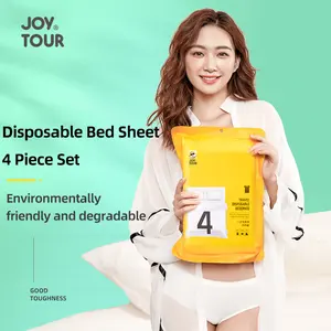 4pcs Disposable Bedding Set Thickened Sms Material Hotel & Guesthouse Business Trip Travelling Disposable Bed Sheet For Travel