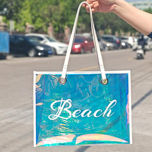 Sac fourre-tout en PVC transparent orange avec logo personnalisé, fermeture à bandoulière, design élégant et tendance pour cadeaux, shopping, Chine - Product Image 3