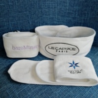 Bandeau de spa pour femme en coton éponge velours blanc brodé, style doux, pour soins du visage et douche, bandeau doux pour cheveux