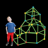 Glow fort kit de construction 128 pièces enfants tige éducative créatif bricolage 3d château tente construction den fort jouets