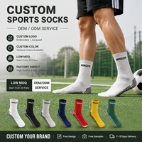 Chaussettes de football personnalisées pour jeunes, antidérapantes, en coton tricoté, avec logo OEM, faible MOQ, pour l'entraînement de football